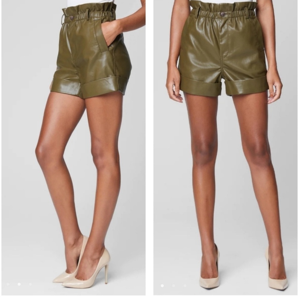 Blank NYC vegan leather paper bag shorts